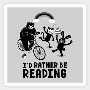 I'd Rather Be Reading Black and White Sticker